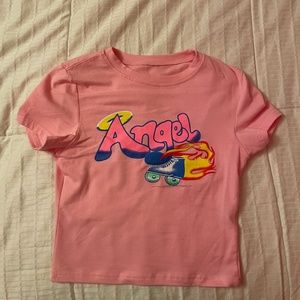pink angel baby tee